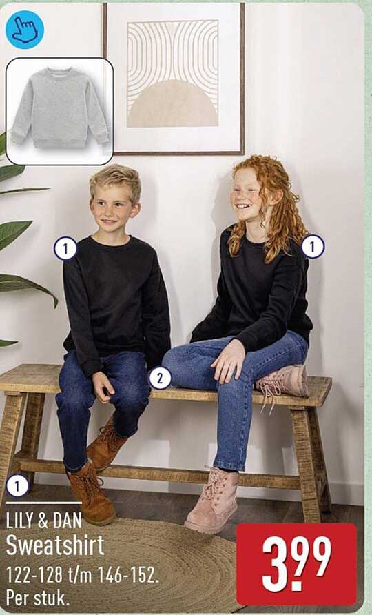 LILY & DAN Sweatshirt 122-128 t/m 146-152. Per stuk.