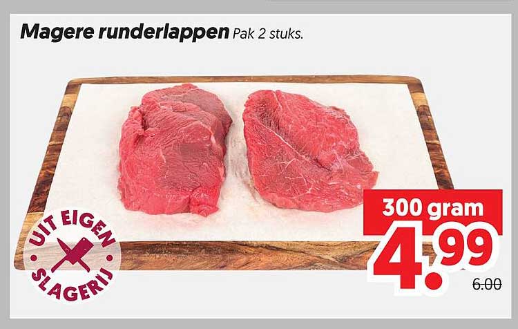 Magere runderlappen Pak 2 stuks.