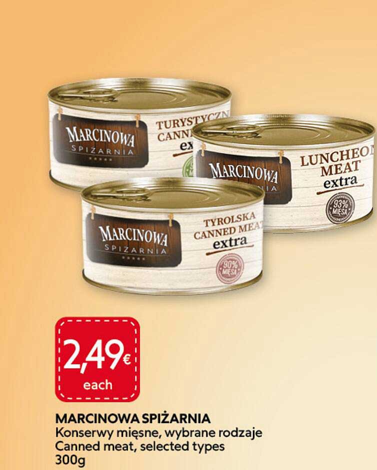 MARCINOWA SPIŻARNIA Konserwy mięsne, wybrane rodzaje Canned meat, selected types 300g
