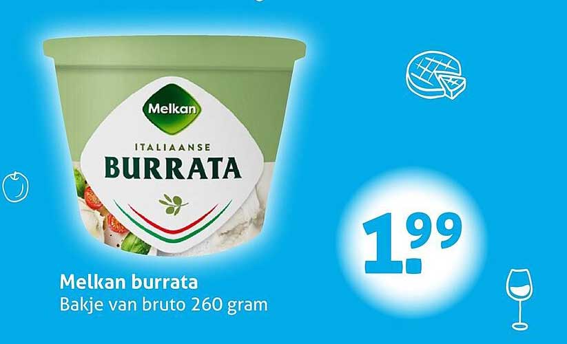 Melkan burrata Bakje van bruto 260 gram