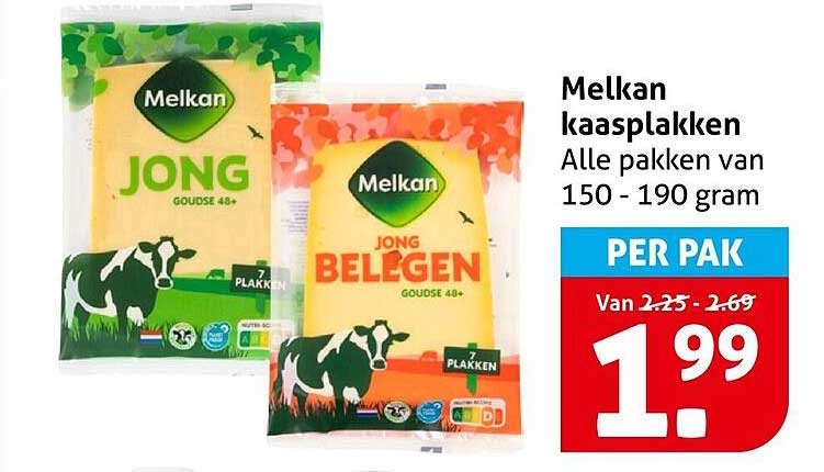 Melkan kaasplakken Alle pakken van 150 - 190 gram PER PAK
