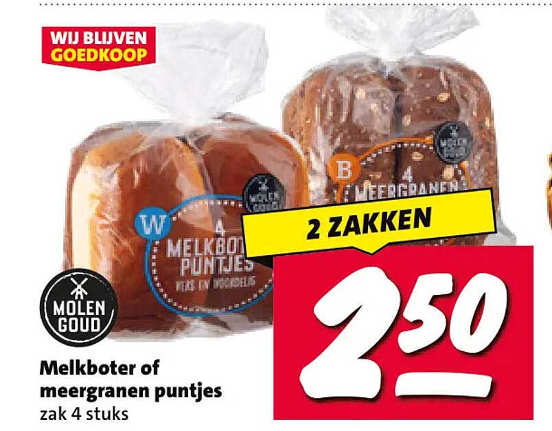 Melkboten of meergranen puntjes zak 4 stuks 2 ZAKKEN