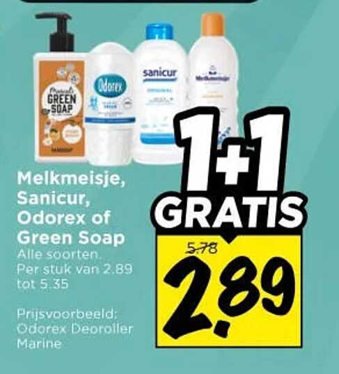 Melkmeisje, Sanicur, Odorex of Green Soap 1+1 GRATIS