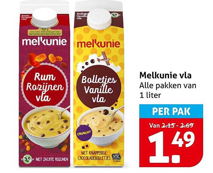Melkunie vla Alle pakken van 1 liter PER PAK