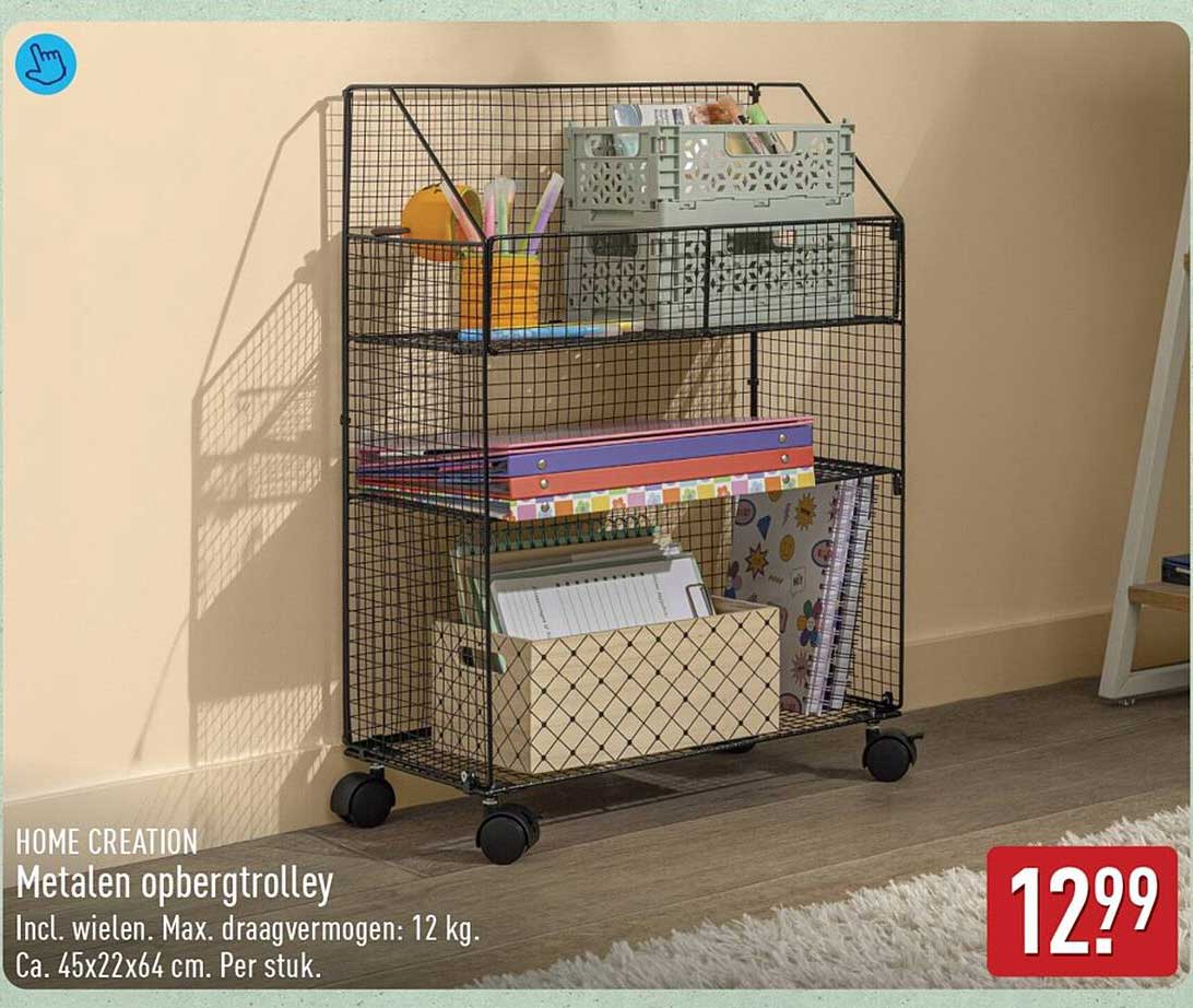 Metalen opbergtrolley