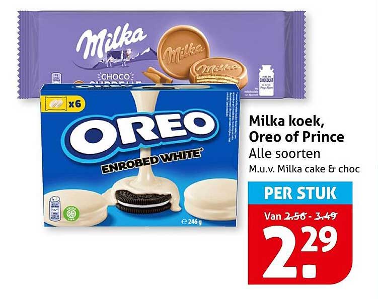 Milka koek, Oreo of Prince - Alle soorten - Per stuk