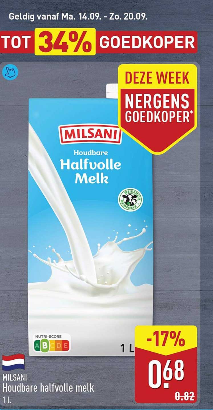 MILSANI Houdbare halfvolle melk 1 L.