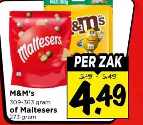 M&M's of Maltesers 273 gram PER ZAK