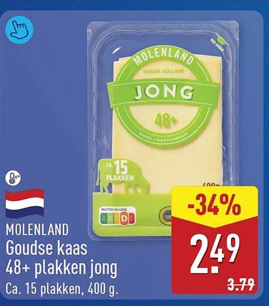 Molenland Goudse kaas 48+ plakken jong