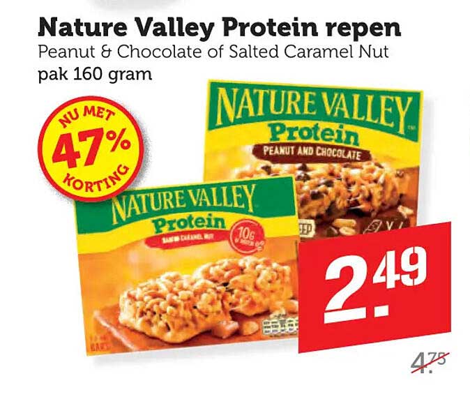 Nature Valley Protein repen Peanut & Chocolate of Salted Caramel Nut pak 160 gram