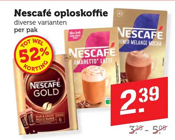 Nescafé oploskoffie diverse varianten per pak