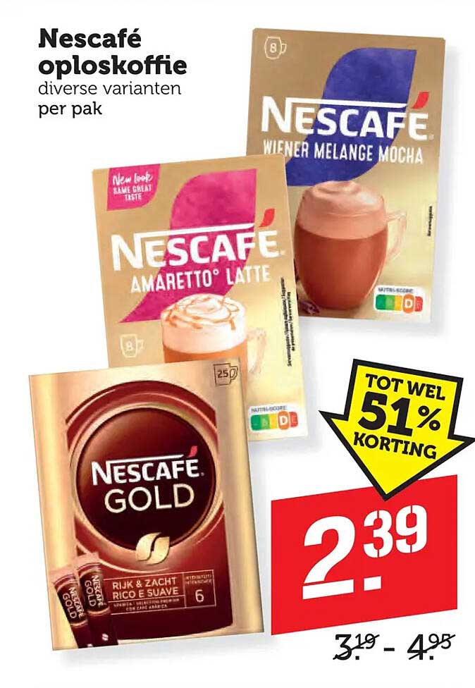 Nescafé oploskoffie diverse varianten per pak