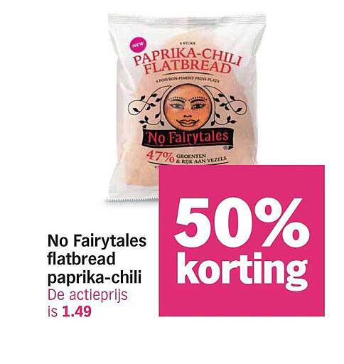 No Fairytales flatbread paprika-chili 50% korting
