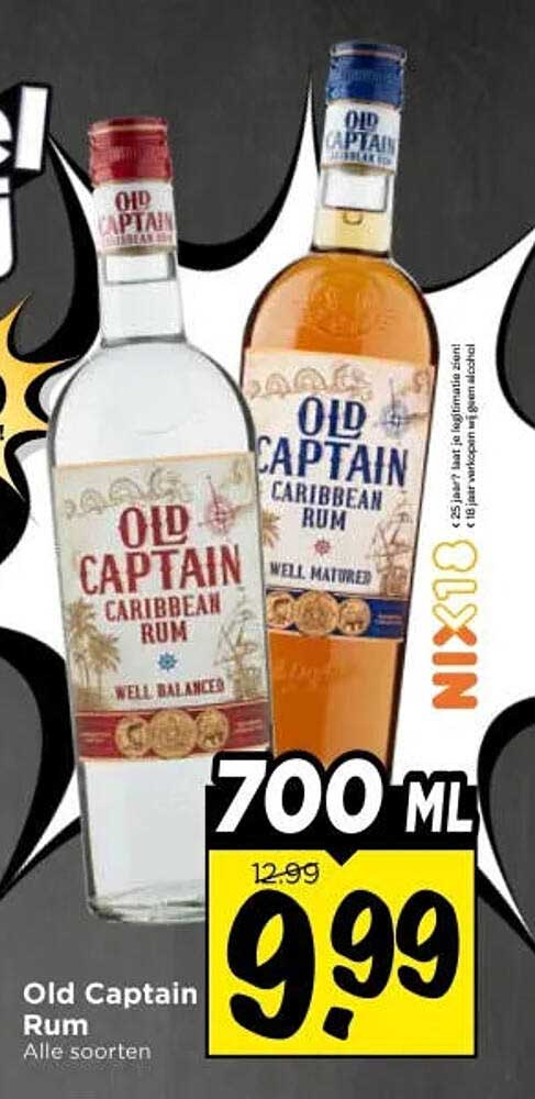 Old Captain Rum Alle soorten NIX18 700 ML