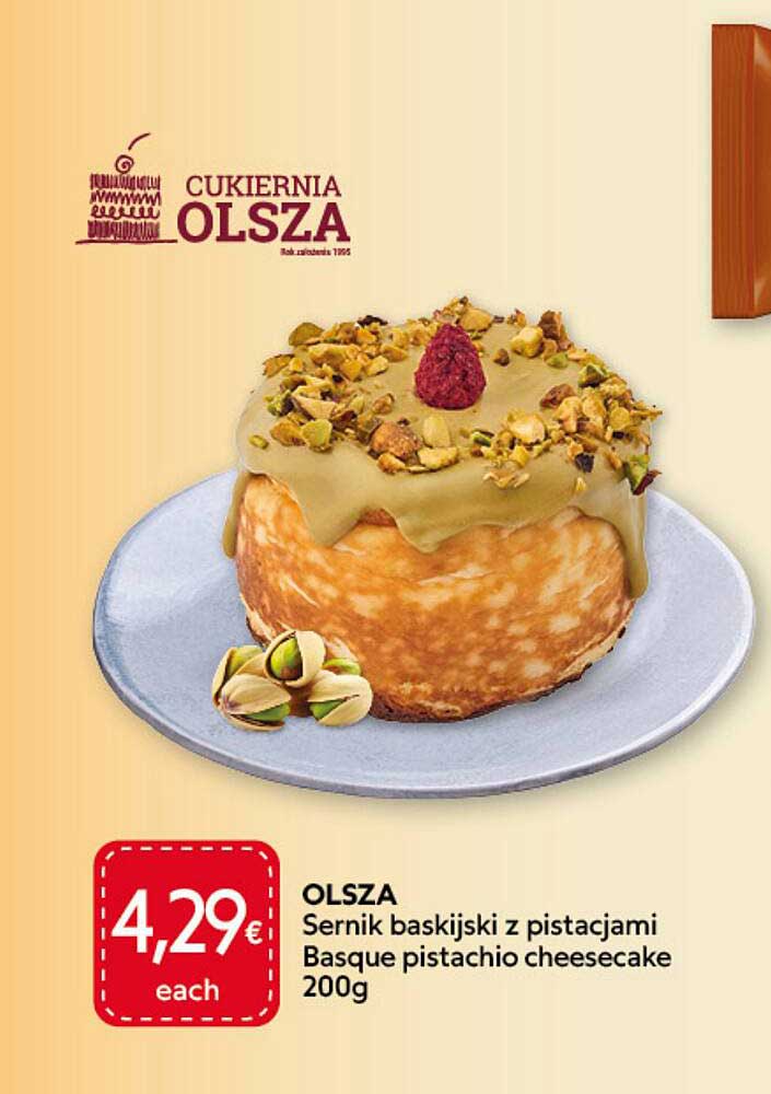 OLSZA Sernik baskijski z pistacjami Basque pistachio cheesecake 200g