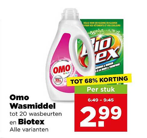 Omo Wasmiddel tot 20 wasbeurten en Biotex Alle varianten
