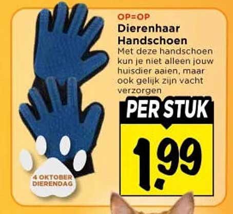 OP=OP Dierenhaar Handschoen PER STUK