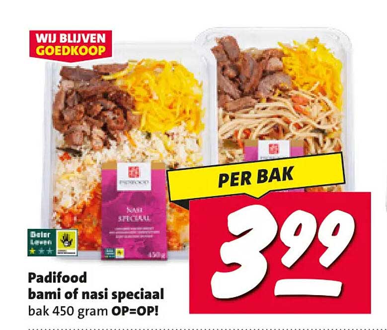 Padifood bami of nasi speciaal bak 450 gram OP=OP! PER BAK