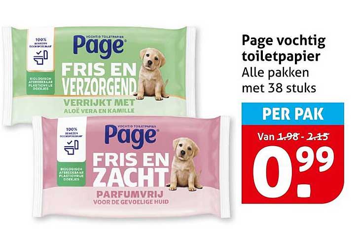 Page vochtig toiletpapier Alle pakken met 38 stuks PER PAK