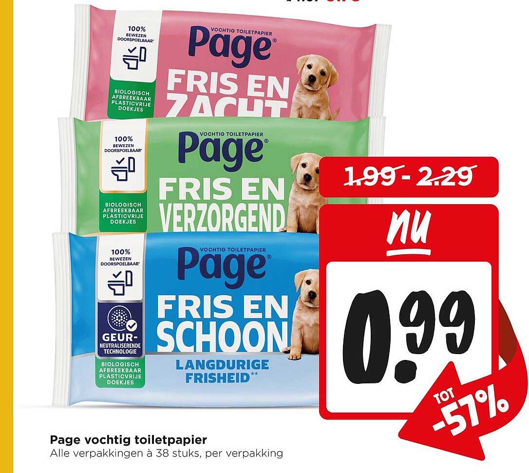 Page vochtig toiletpapier