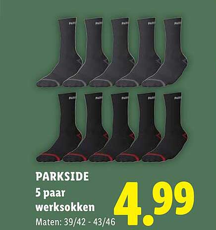 PARKSIDE 5 paar werksokken Maten: 39/42 - 43/46