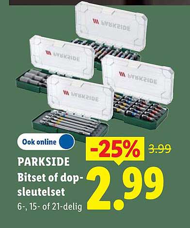 PARKSIDE Bitset of dop- sleutelset 6-, 15- of 21-delig -25%
