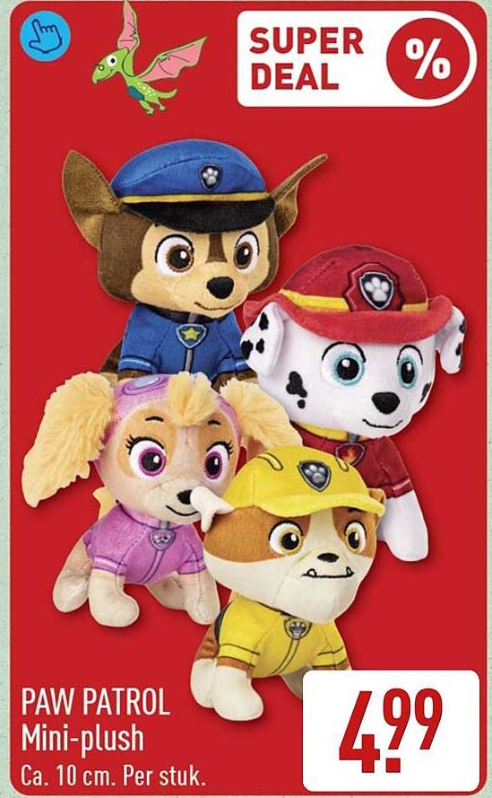PAW PATROL Mini-plush Ca. 10 cm. Per stuk. SUPER DEAL %