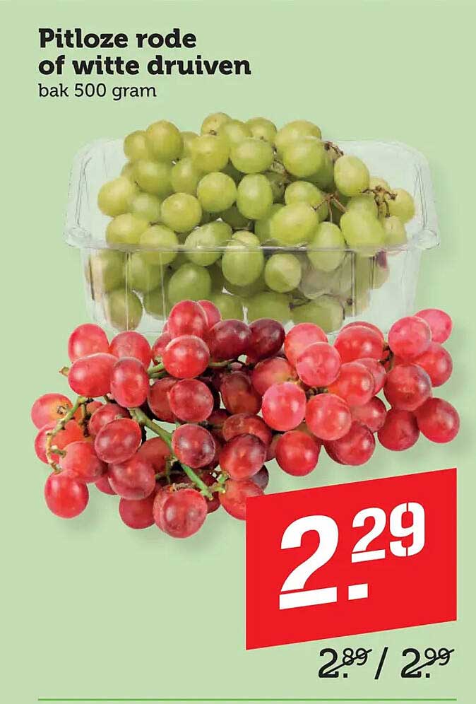 Pitloze rode of witte druiven bak 500 gram