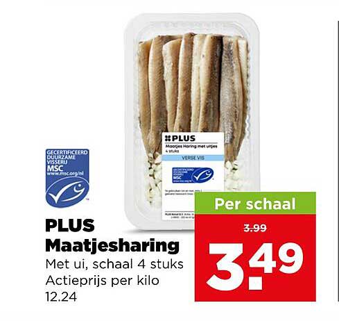 PLUS Maatjesharing Met ui, schaal 4 stuks Actieprijs per kilo