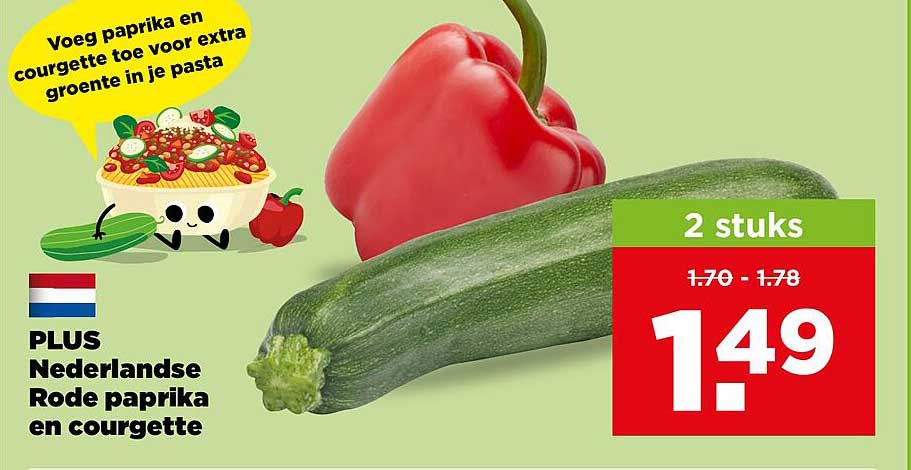 PLUS Nederlandse Rode paprika en courgette