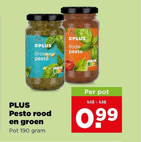 PLUS Pesto rood en groen Pot 190 gram