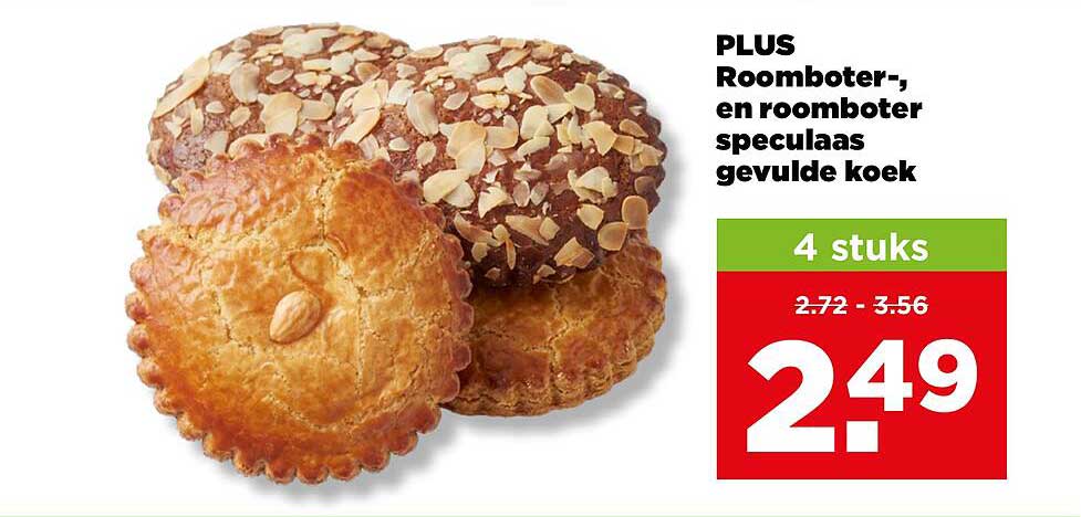 PLUS Roomboter-, en roomboter speculaas gevulde koek