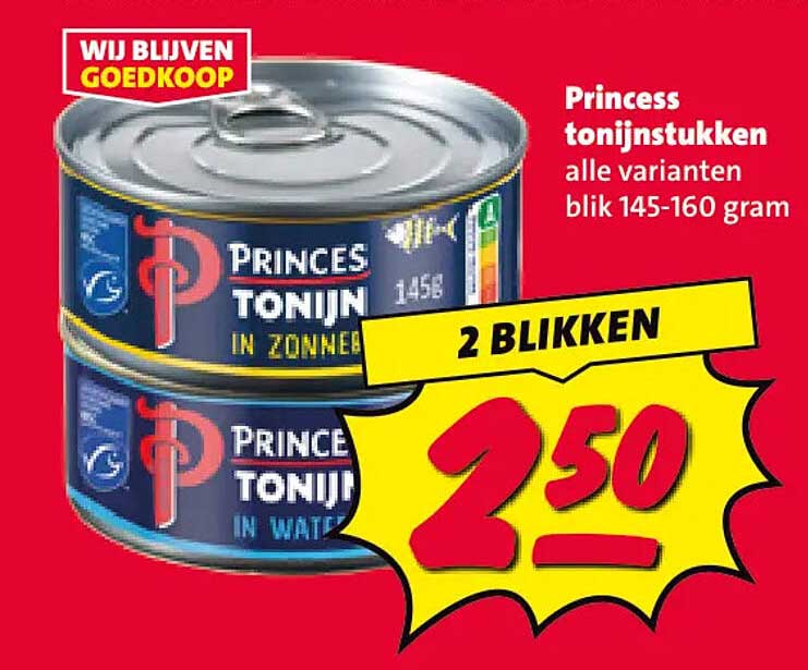 Princes tonijnstukken alle varianten blik 145-160 gram 2 blikken