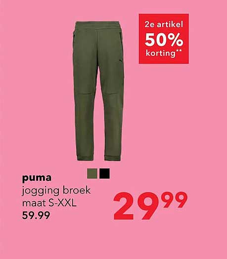 puma jogging broek maat S-XXL 2e artikel 50% korting**