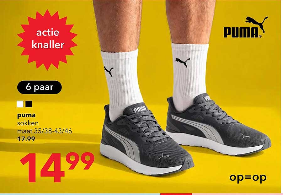 puma sokken maat 35/38-43/46 6 paar op=op