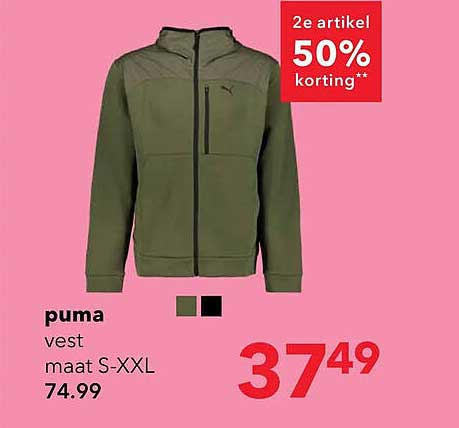 puma vest 2e artikel 50% korting**