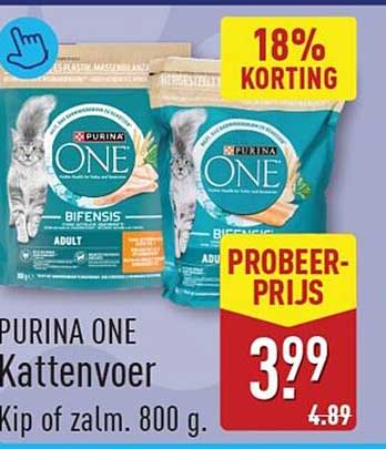 PURINA ONE Kattenvoer Kip of zalm. 800 g. 18% KORTING PROBEERPRIJS