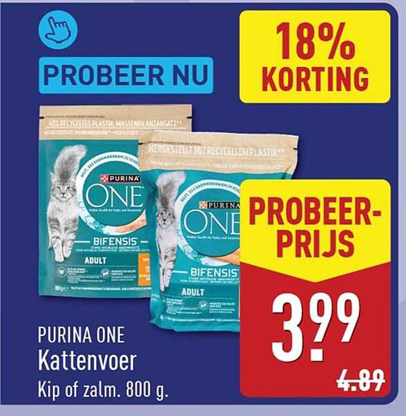 PURINA ONE Kattenvoer Kip of zalm. 800 g. 18% KORTING