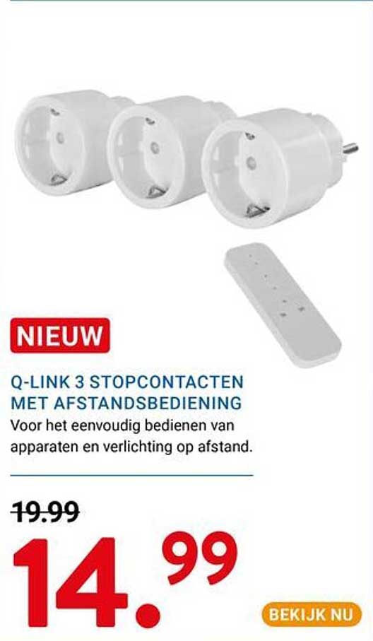 Q-LINK 3 STOPCONTACTEN MET AFSTANDSBEDIENING