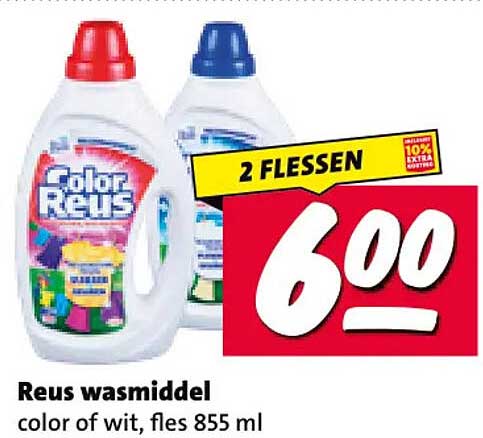 Reus wasmiddel color of wit, fles 855 ml 2 flessen