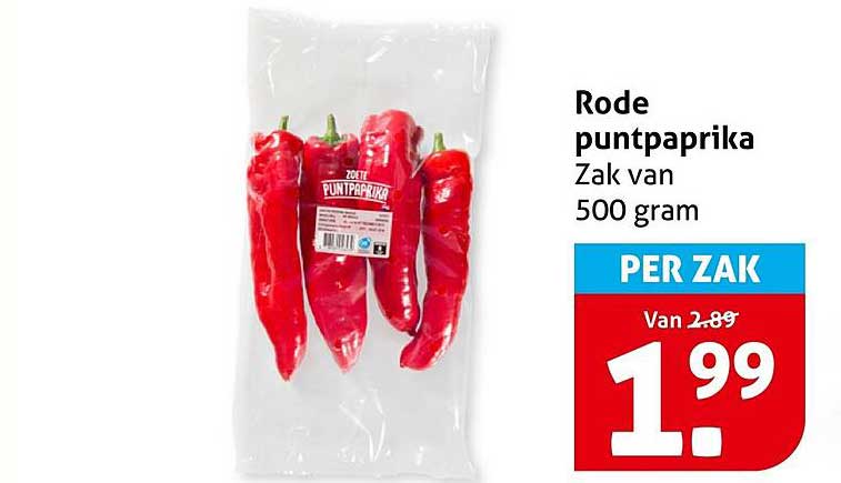 Rode puntpaprika Zak van 500 gram PER ZAK