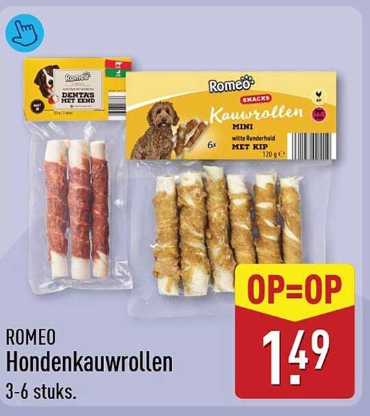 ROMEO Hondenkauwrollen 3-6 stuks. OP=OP