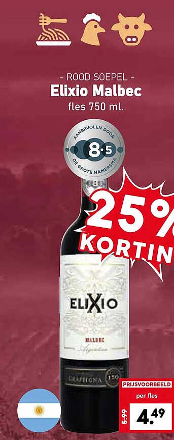 ROOD SOEPEL Elixio Malbec fles 750 ml. 25% KORTING
