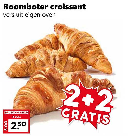 Roomboter croissant vers uit eigen oven 2+2 gratis