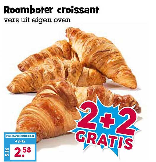 Roomboter croissant vers uit eigen oven 2+2 gratis