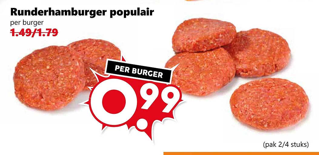 Runderhamburger populair per burger