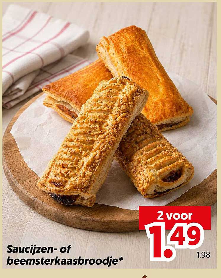 Saucijzen- of beemsterkaasbroodje* 2 voor