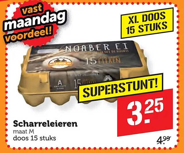 Scharreleieren maat M doos 15 stuks XL doos 15 stuks SUPERSTUNT!