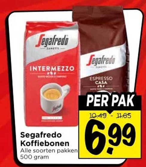 Segafredo Koffiebonen Alle soorten pakken 500 gram