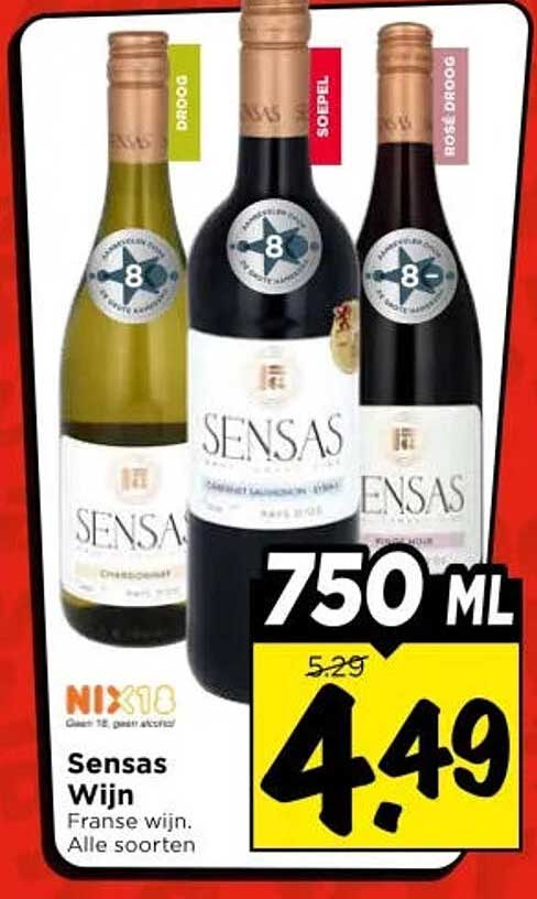 Sensas Wijn Franse wijn. Alle soorten 750 ml